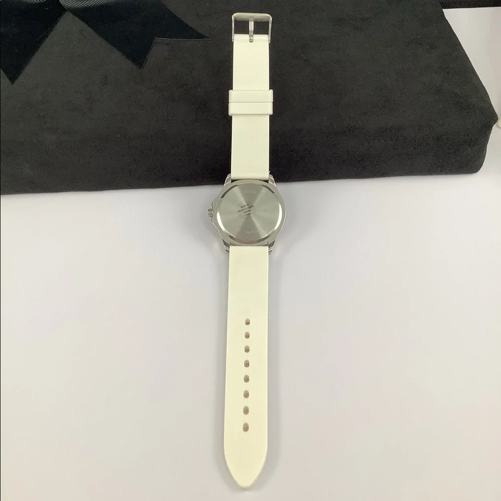 Accutime White Rhinestone Silicone Quartz Watch - Picture 6 of 14